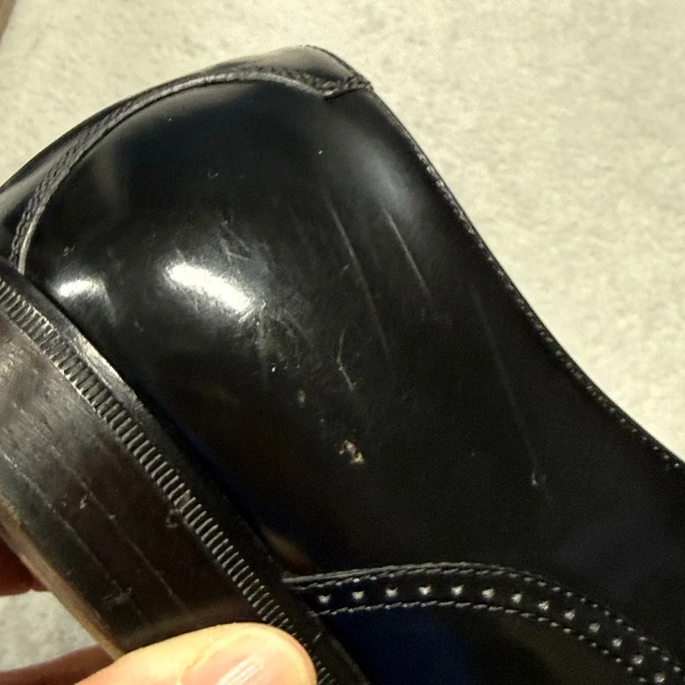 Caporicci Oxford‎ Shoes Mens 7.5 Black Italian Leather Brogue Cap Toe 51148